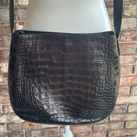Vince Handbags - VINCE Brown Crocodile Stamped Cow Leather Embossed Crossbody Bag